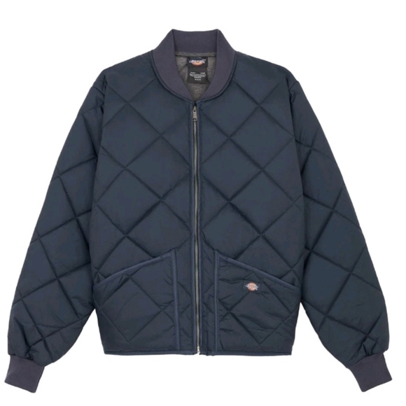 Dickies Mens Dark Navy Diamond Quilted Jacket Size Large Tall - Picture 1 of 16